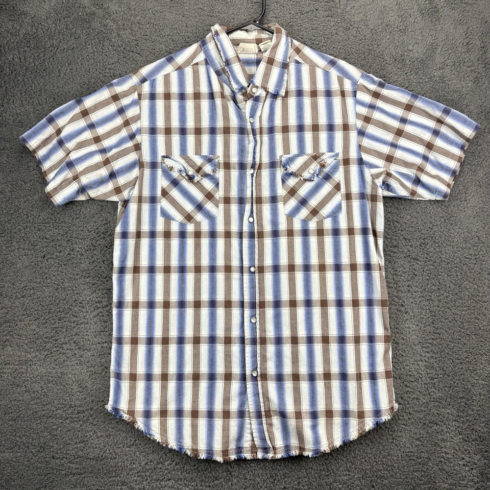 BKE 67 Shirt‎ Men L Frayed Rodeo Western Pearl Snap Ranch